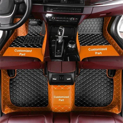 Miniatura 30 de Alfombrillas personalizadas para el 99 % de los sedán, SUV, deportivos, forros de cuero, para todo tipo de clima, tapetes de automóvil (rayas negras)