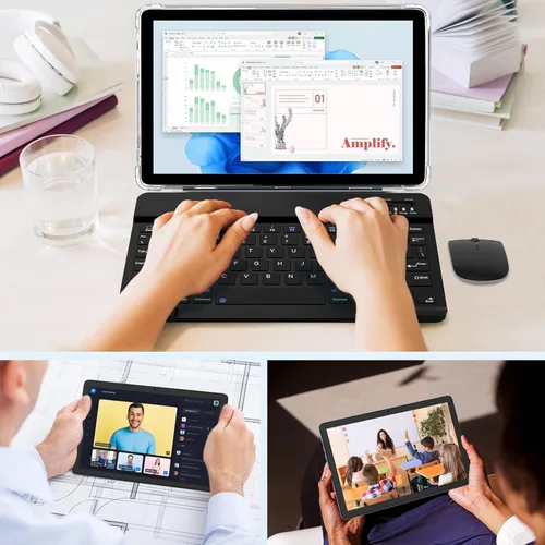 Miniatura 7 de Tablet Android 15, tabletas 2 en 1 de 10 pulgadas con funda para teclado y lápiz capacitivo, procesador Octa-Core de 128 GB, Wi-Fi 6 5G, pantalla HD
