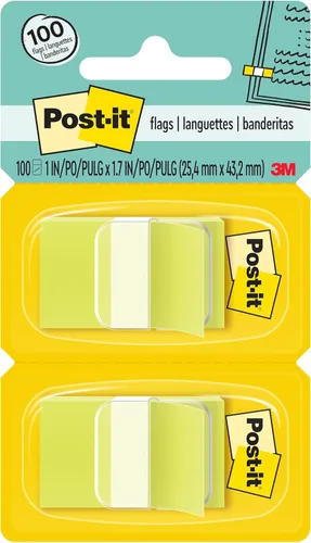 Post-it Banderas, 50 por dispensador, paquete de 2 dispensadores, 1 pulgada de ancho, verde brillante (680-BG2)