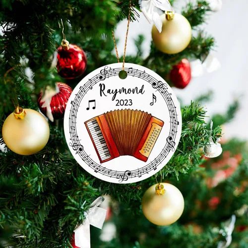 Miniatura 3 de Adorno de acordeón personalizado de Navidad, adorno de instrumento musical de acordeón para árbol de Navidad 2025, adorno de acordeón regalo