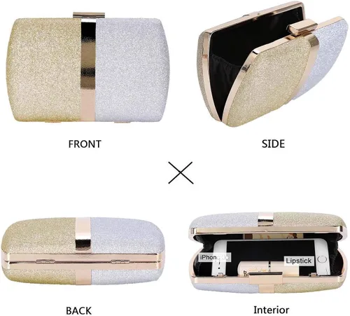 Miniatura 5 de Selight Bolso de mano con purpurina para mujer, bolso de noche de boda, bolso formal para novia, bolso de fiesta de graduación, cóctel