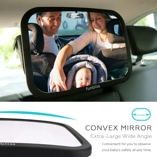 Miniatura 5 de Funbliss Espejo de coche para bebé, monitor de seguridad, asiento trasero para bebé, no requiere montaje, más seguro, mejor recién nacido