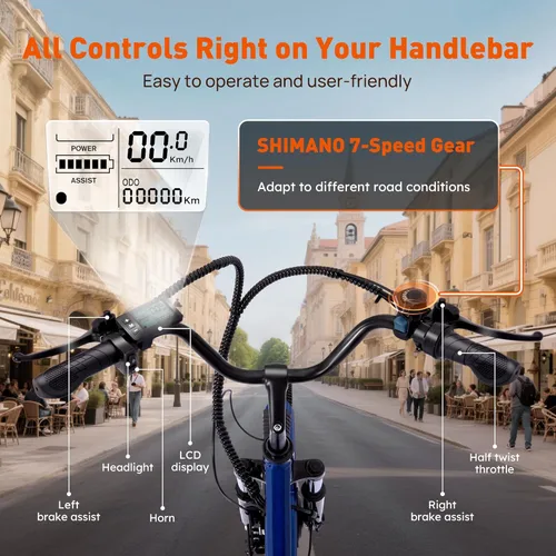 Miniatura 8 de Triciclo eléctrico de 24 pulgadas, triciclo eléctrico para adultos, 350 W (pico 500 W), 7 velocidades, 3 ruedas, bicicletas eléctricas con batería