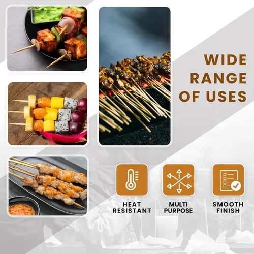 Miniatura 5 de DecorRack Pinchos de bambú natural de 6 pulgadas, 100 pinchos de madera para asar a la parrilla, barbacoa, aperitivos, frutas, smores, cóctel