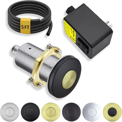 Miniatura 20 de Kit de interruptor de aire para eliminación de basura BESTILL - Certificado UL, botón de presión de 3.6" de largo en acero inoxidable con acabado