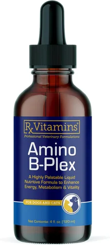 Rx Vitamins Amino B Plex Suplemento para gatos y perros, líquido de complejo de vitamina B más aminoácidos para perros y gatos, potenciador del