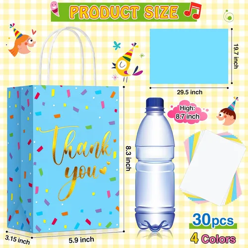 Miniatura 3 de Tinlade 30 bolsas de regalo de agradecimiento con papel de seda, bolsas de boda doradas con asa para graduación, negocios, compras, boda, ducha