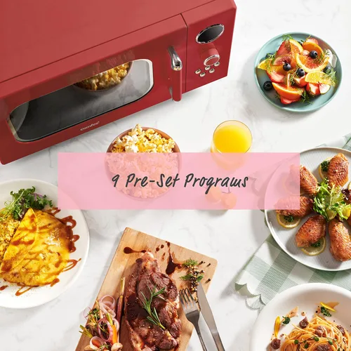Miniatura 5 de COMFEE' CM-M093ARD - Horno microondas retro con 9 programas preestablecidos, cocción rápida de varias etapas, función de reinicio del plato
