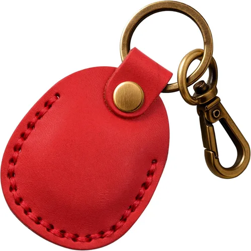 Miniatura 18 de Llavero de Airtag de cuero genuino, llavero portátil de Air tag con anillos para llaves, funda de cobertura oculta completa compatible con Airtag