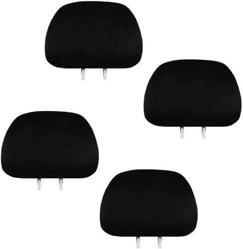 Yupbizauto 4 fundas universales para reposacabezas de automóviles, camiones y DVD, para televisor, color sólido, de poliéster, con respaldo de Negro