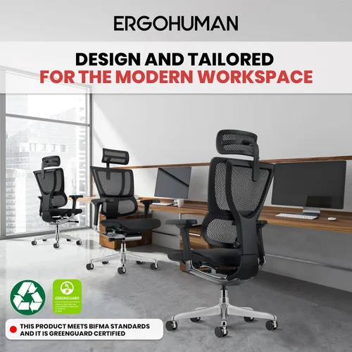 Miniatura 5 de Ergohuman Eurotech ME2ERG-XTREME - Silla de oficina de malla con respaldo alto con control de tensión de inclinación, bloqueo de inclinación, ángulo
