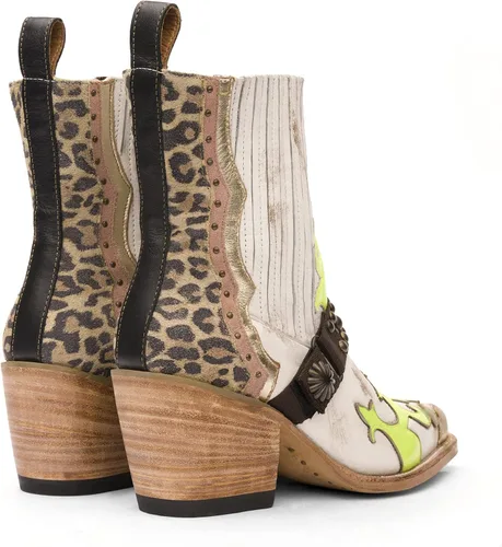 Miniatura 3 de Mezcalero Botines de piel blanca para Mujer con acabado vintage - Dudi
