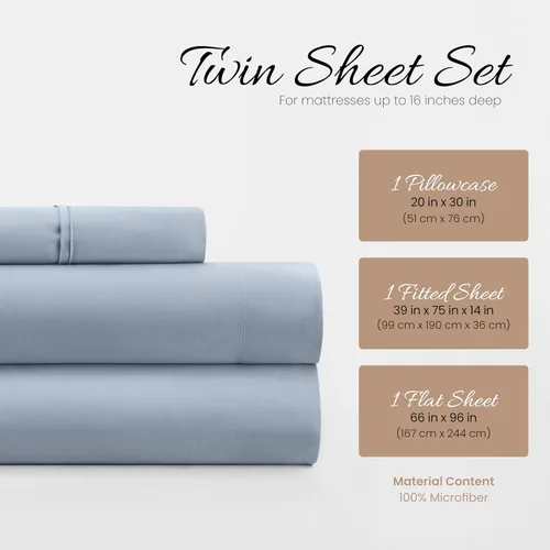 Miniatura 2 de Linen Market Sábanas para cama de tamaño individual (azul claro) – Duerme mejor que nunca con estas sábanas individuales suaves y refrescantes