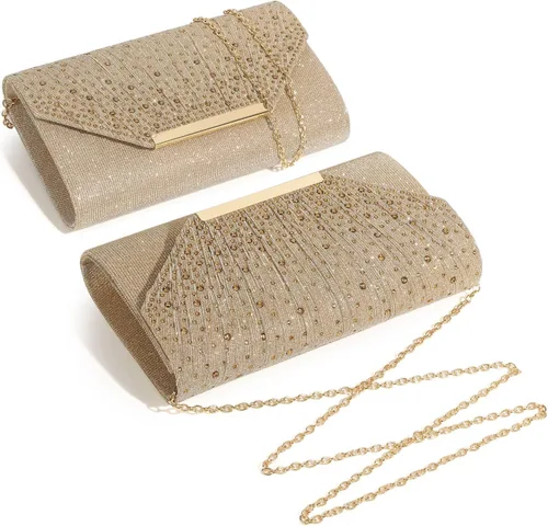 Miniatura 3 de DETARA Bolsos de noche para mujer, con lentejuelas con purpurina, monederos de mano para mujer, de cristal brillante, falp, formal, boda, fiesta