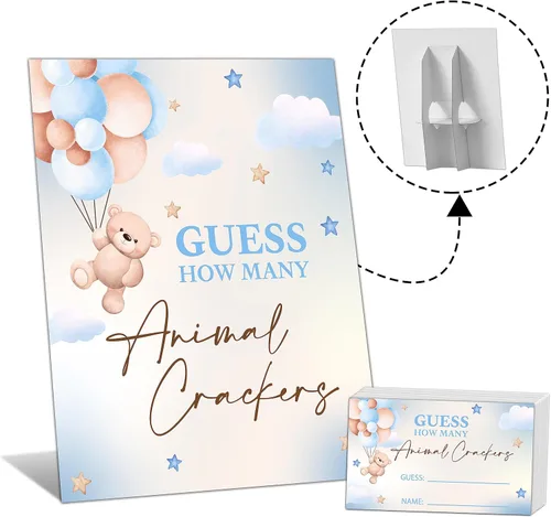 Miniatura 9 de Cartel de 8 x 10 pulgadas para sorteo de pañales con 50 boletos para rifas de pañales, juegos florales azules para baby shower, suministros