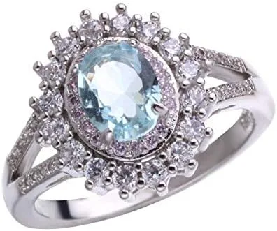 Miniatura 2 de MAIHAO Anillo de compromiso brillante de plata de ley 925 con incrustaciones de diamantes de cristal rosa con incrustaciones de topacio verde