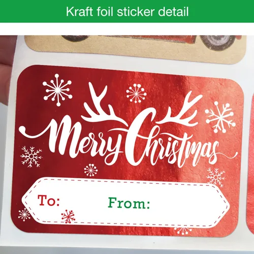 Miniatura 4 de 80 Etiquetas Adhesivas Grandes de Papel de Aluminio para Regalos de Navidad, 8 Diseños Jumbo - Etiquetas de Nombre de Navidad de y para Navidad