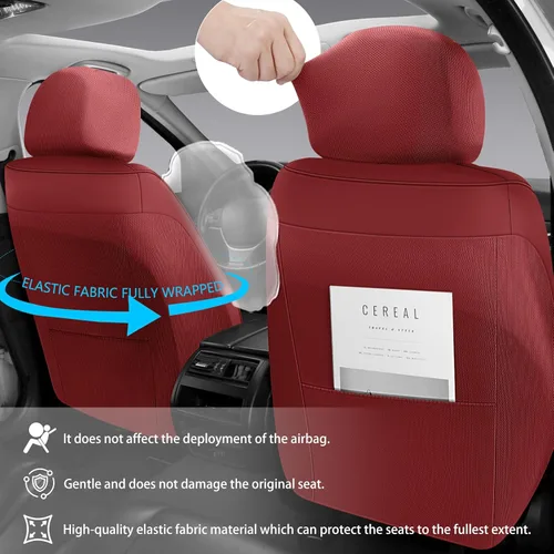 Miniatura 4 de Juego completo de fundas de asiento de automóvil de piel sintética de cobertura completa, fundas de asiento para automóviles, SUV, camionetas, cojín