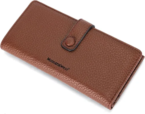 Miniatura 5 de Montana West Cartera para mujer con bloqueo RFID y bolsillo para monedas con cremallera, D Grande Marrón, Vintage