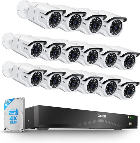 Miniatura 11 de ZOSI 4K PoE Sistema de cámaras de seguridad, 4 piezas 8MP Cámaras Bullet para interior y exterior con detección de personas y vehículos, conteo