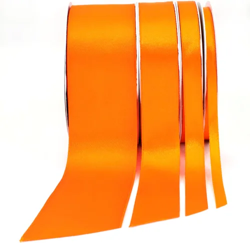 Miniatura 4 de Cinta de satén naranja, 1/4 pulgadas x 50 yardas, color sólido de doble cara, rollo de cinta gruesa y duradera, 100% poliéster para envolver