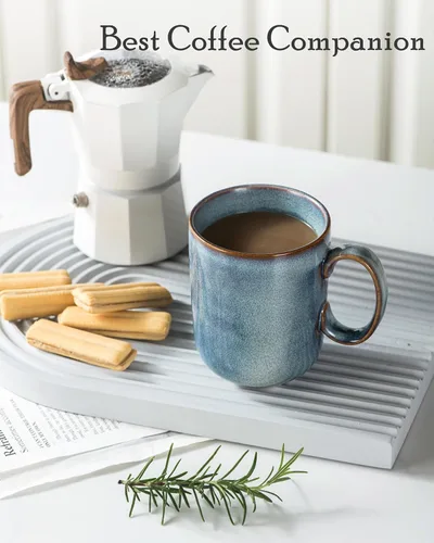 Miniatura 3 de UNICASA Taza de café – Juego de 4 tazas de té de cerámica de 14 onzas, cereales de porcelana, tazas con asa grande para café, té, leche, café