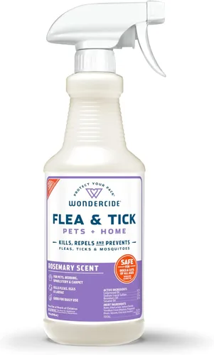 Wondercide - Spray para pulgas, garrapatas y mosquitos para perros, gatos y el hogar - Asesino, control, prevención, tratamiento - con aceites Romero