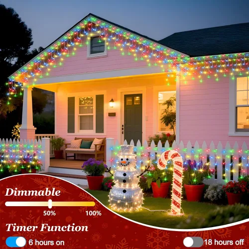 Miniatura 4 de Luces de Navidad de carámbano para exteriores, 60 pies, 612 luces LED con 136 gotas, 12 modos, regulable, temporizador y resistente al agua, 29 V