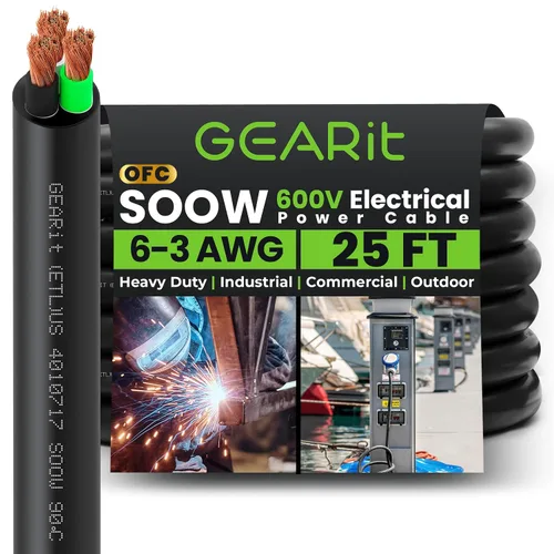 Miniatura 18 de GEARit Cable de alimentación portátil 6/3 6 AWG (100 pies - 3 conductores) SOOW 600V Cable eléctrico de calibre 6 para derivaciones de motor, luces