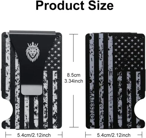 Miniatura 3 de Cartera minimalista para hombre Cartera delgada Bolsillo frontal con bloqueo RFID Tarjetero Cartera de metal de aluminio Clip delgado