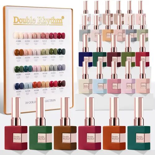 Miniatura 11 de Double Rhythm - Juego de esmalte de uñas en gel de 28 piezas, 0.5 onzas, kit de esmalte de uñas de gel de remoción, mismo color, misma botella, arte