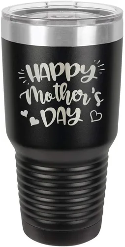 Taza de viaje con texto en inglés "HAPPY MOTHERS DAY 30 oz Drink Tumbler with Straw " grabado con láser con divertidas citas " Compare con Yeti