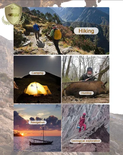 Miniatura 6 de Brújula de campo con espejo para mapas BIJIA - Brújula con espejo de declinación ajustable, clinómetro y luz LED para senderismo, camping