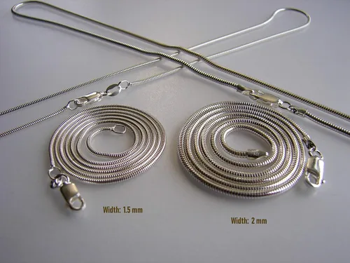 Miniatura 3 de Collar de cadena de serpiente flexible de plata de ley 925, redondo de plata maciza