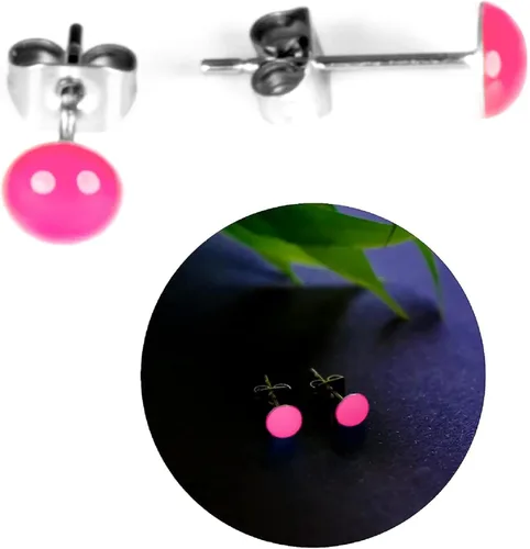 Miniatura 15 de Glow-in-the-Dark 5mm Round Stainless Steel Stud Earrings for Women, Teens & Girls Over 12 Years Old- Hypoallergenic, Flat Back Earrings, Handmade in