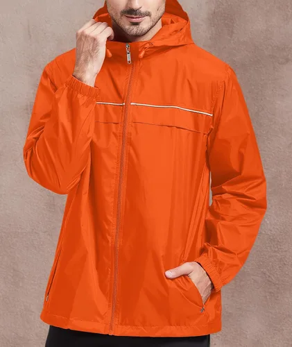 Miniatura 42 de SWISSWELL Chaqueta impermeable para hombre, rompevientos, ligera con capucha para uso diario casual