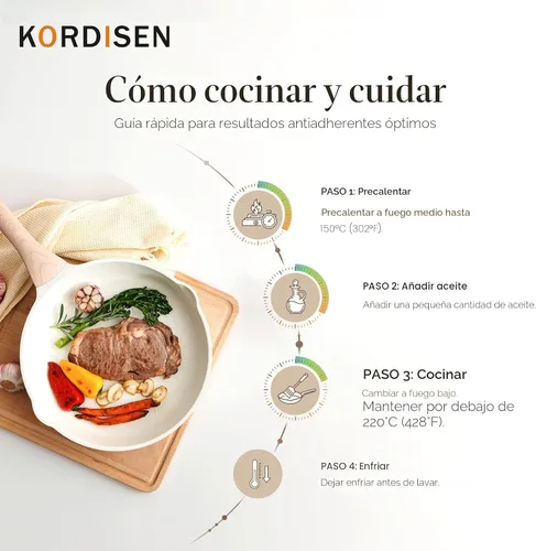 Miniatura 4 de Kordisen Juego de sartenes antiadherentes de cerámica con tapa, 3 sartenes de cerámica para cocinar no tóxicas, utensilios de cocina de inducción