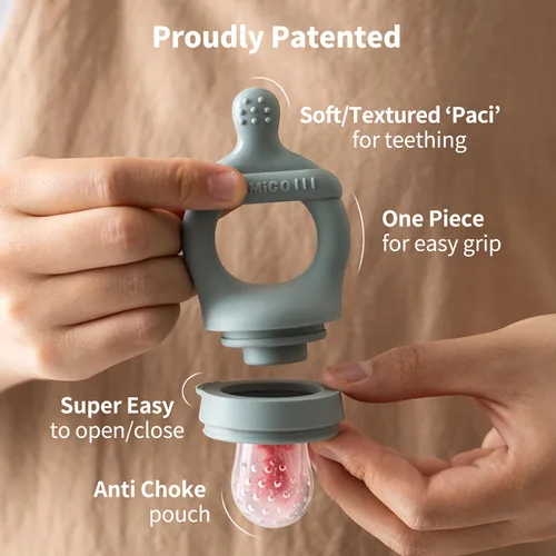 Miniatura 3 de SAMiGO Alimentador de frutas para bebés y moldes para paletas de leche materna, mordedor de frutas de silicona, chupete para aliviar la dentición