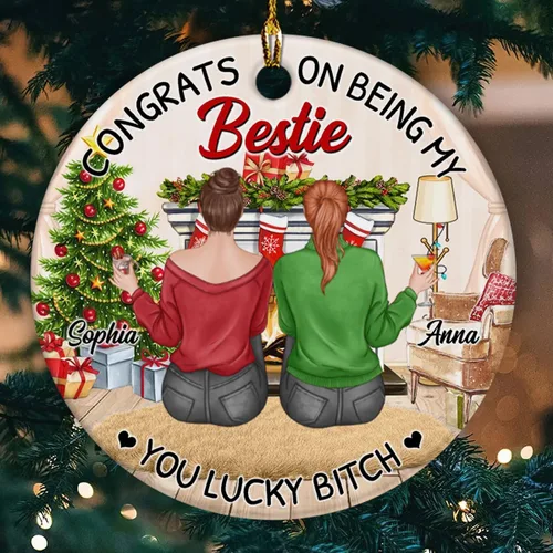 Miniatura 3 de Adorno de Bestie, Congrats On Being My Bettie You Lucky - Adorno de Navidad personalizado, regalos para alma gemela, árbol de Navidad colgante