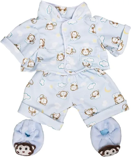 Pijama de mono azul con pantuflas para la mayoría de los amigos Build-A-Bear de 8 a 10 pulgadas y haz tus propios animales de peluche