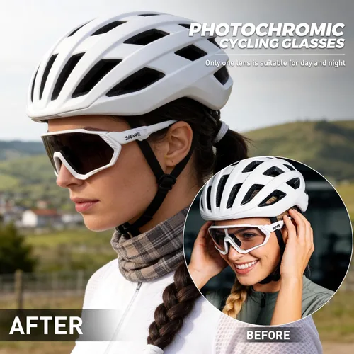 Miniatura 2 de KAPVOE Gafas de ciclismo fotocromáticas para hombres y mujeres, gafas de sol para bicicleta de montaña MTB, para bicicleta de montaña Clear - K9408