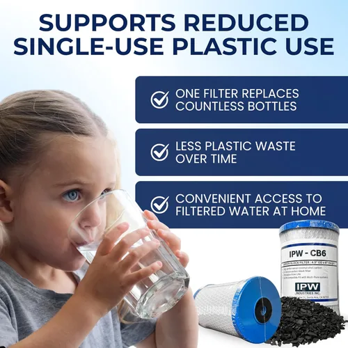 Miniatura 7 de IPW Industries Filtro de reemplazo de bloque de carbono CB6 para sistema de filtro de agua de ósmosis inversa, cartucho de filtración de agua