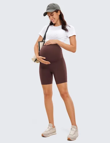 Miniatura 5 de CRZ YOGA Butterluxe - Pantalones cortos de yoga de maternidad sobre el vientre de 6 pulgadas, pantalones cortos de ciclismo atléticos