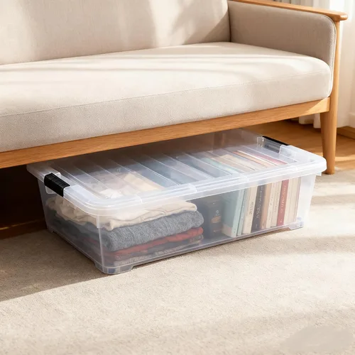 Miniatura 4 de Zopnny Paquete de 3 cajas de almacenamiento de plástico de 40 cuartos de galón, contenedor de almacenamiento grande transparente debajo de la cama