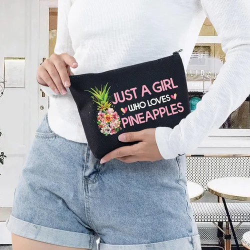 Miniatura 5 de LEVLO Bolsa de cosméticos divertida de piña, regalo para amantes de la fruta, piñas, cremallera, bolsa de piñas, regalo para amantes de las piñas