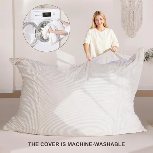 Miniatura 8 de Puf gigante 4 en 1 para adultos y niños, sofá puf de 75 pulgadas con relleno de espuma viscoelástica de alta densidad, sofá multifuncional apto