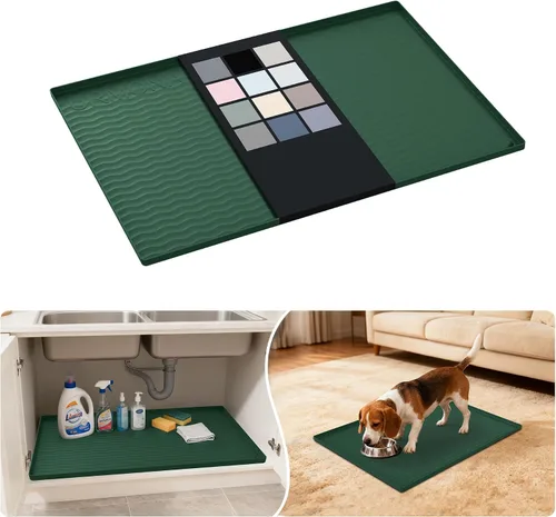 Miniatura 16 de URMONA Tapete de silicona impermeable para debajo del fregadero, 34 x 22 pulgadas, forro para estante de cocina y baño, protector de gabinetes