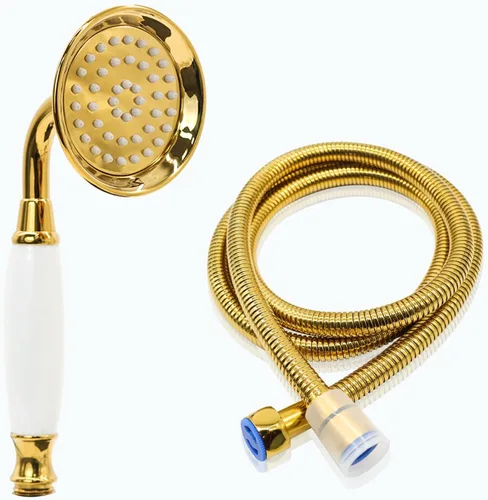 ENGA Ducha de mano estilo vintage en forma de teléfono con rociador de lluvia, cabezal de ducha de cerámica con manguera de 59 pulgadas para baño