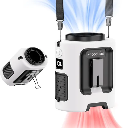 Miniatura 10 de Socool - Ventilador de cintura portátil con clip en el cinturón portátil, mini ventiladores personales recargables, 4 velocidades 13000 RPM