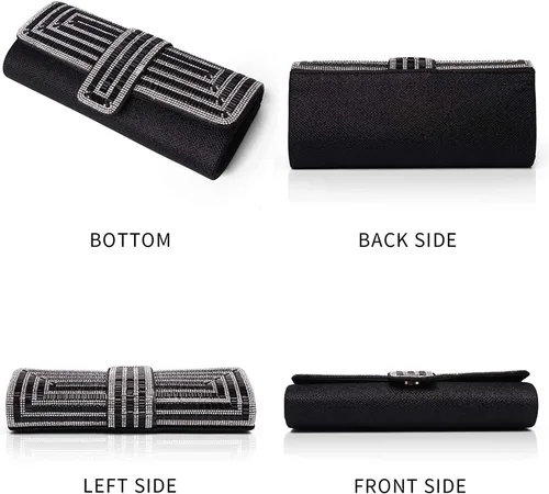 Miniatura 4 de ELDA Bolsos de mano para mujer, bolsos de noche brillantes formales para fiesta, diamantes de imitación, boda, cóctel, baile de graduación